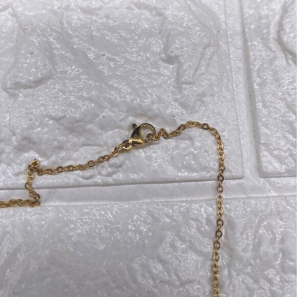 Mini Heart & Lock Chain Necklace Gold Tone Titanium Steel Adjustable - Picture 3 of 10